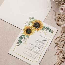 Invitación Eucalyptus Sunflower Floral Script 60 cumpleaños