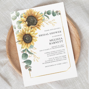 Invitación Eucalyptus Sunflower Geometric Bridal Shower