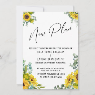 Invitación Eucalyptus Sunflower Nuevo plan Boda retrasado