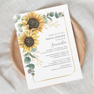 Invitación Eucalyptus Sunflower Script Shower