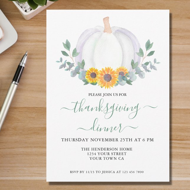 Invitación Eucalyptus Sunflowers Día de Acción de Gracias (Subido por el creador)