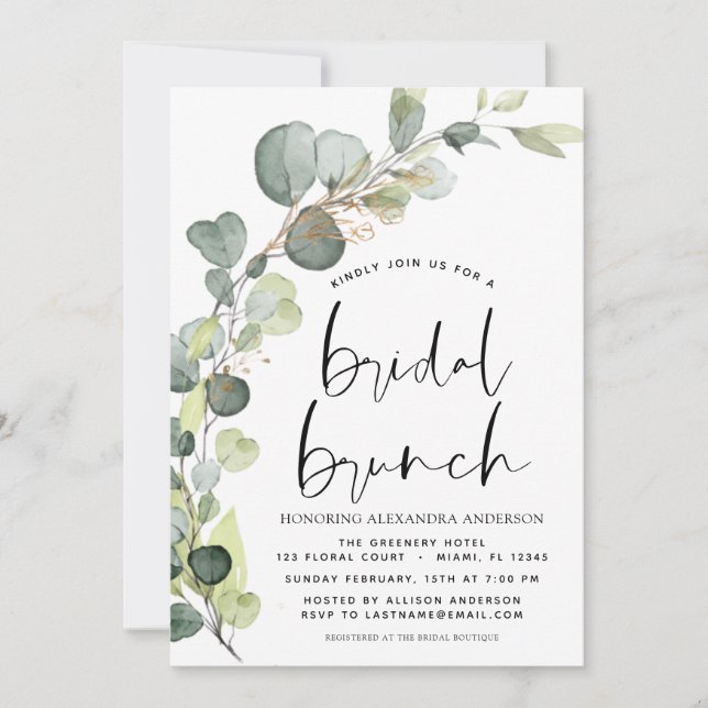 Invitación Eucalyptus Terracotta Bridal Brunch Shower (Anverso)