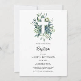 Invitación Eucalyptus vegetación botánica Baptismo Christenin