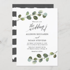 Invitación Eucalyptus verde blanco negro moderno simple