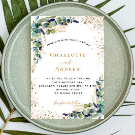 Invitación Eucalyptus verde código QR código RSVP boda de luj