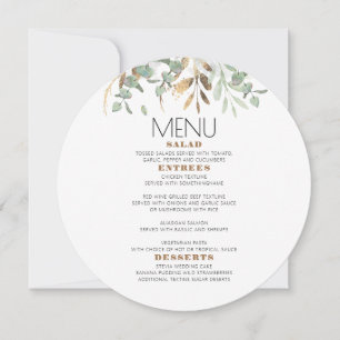 Invitación Eucalyptus, verde dorado, deja el menú del follaje
