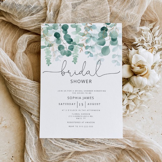 Invitación Eucalyptus verde elegante ducha de novia (Subido por el creador)