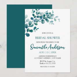 Invitación Eucalyptus verde minimalista ducha de novia