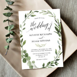 Invitación Eucalyptus verde sencilla y elegante boda