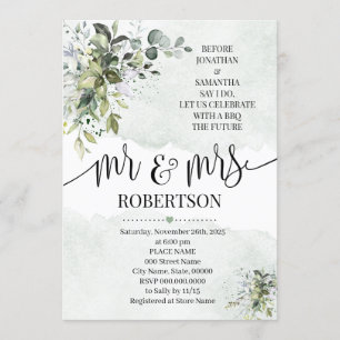 Invitación Eucalyptus verde suculento antes de la ducha