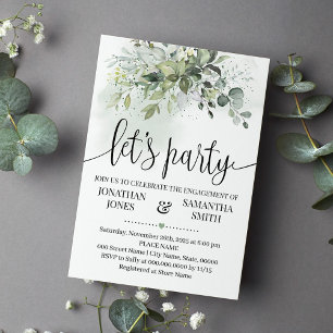 Invitación Eucalyptus verde suculento compromiso fiesta