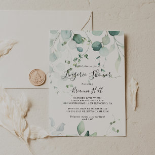 Invitación Eucalyptus verde verano ducha de lencería de novia