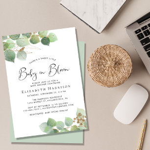 Invitación Eucalyptus Watercolor Baby en la ducha de sangre