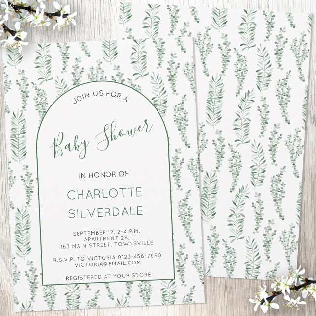 Invitación Eucalyptus Watercolor Baby Shower (Subido por el creador)