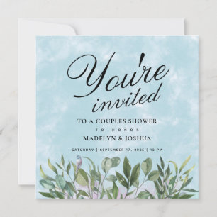Invitación Eucalyptus Watercolor Couples Shower
