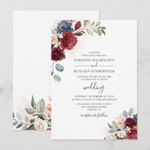 Invitación Eucalyptus Watercolor Dusty Azul Boda Botánico