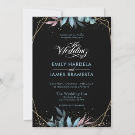 Invitación Eucalyptus Watercolor Gold Boda Presupuestario Enm