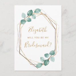 Invitación Eucalyptus Watercolor Greenery Gold Bridesmaid