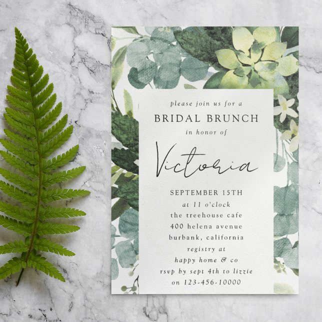 Invitación Eucalyptus Watercolor Moda Bridal Shower (Subido por el creador)