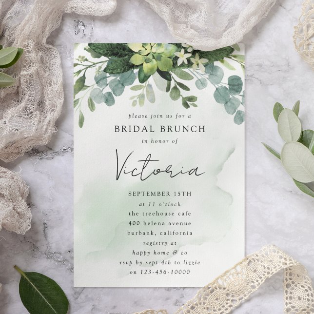 Invitación Eucalyptus Watercolor Moda Bridal Shower (Subido por el creador)