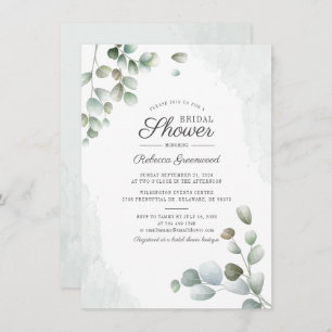 Invitación Eucalyptus Watercolor Succulum Shower
