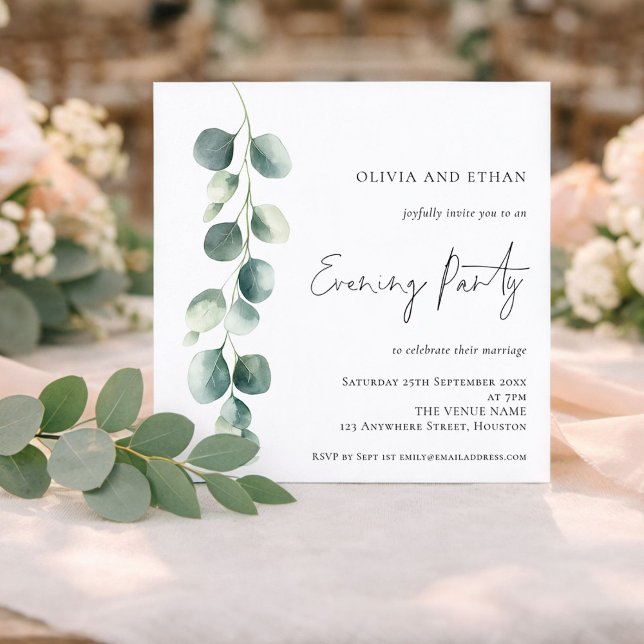 Invitación Eucalyptus Wedding Evening Party Square Invitation (Subido por el creador)