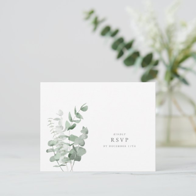 Invitación Eucalyptus Wedding RSVP (Anverso de pie)