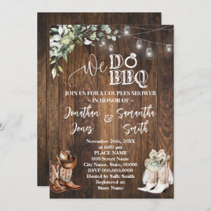 Invitación Eucalyptus Western We Do BBQ Country Couple Shower