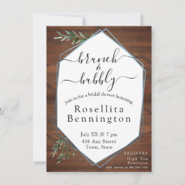 Invitación Eucalyptus Wood Brunch y Bubbly Bridal Shower