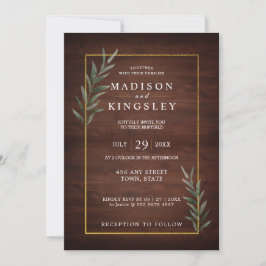 Invitación Eucalyptus Wood Wall Rectangle Boda moderno