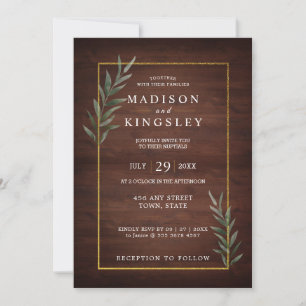 Invitación Eucalyptus Wood Wall Rectangle Boda moderno