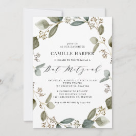 Invitación Eucalyptus Wreath Bat Mitzvah