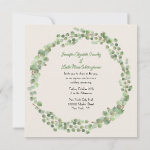 Invitación Eucalyptus Wreath Boda
