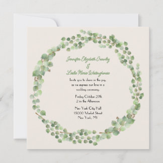 Invitación Eucalyptus Wreath Boda
