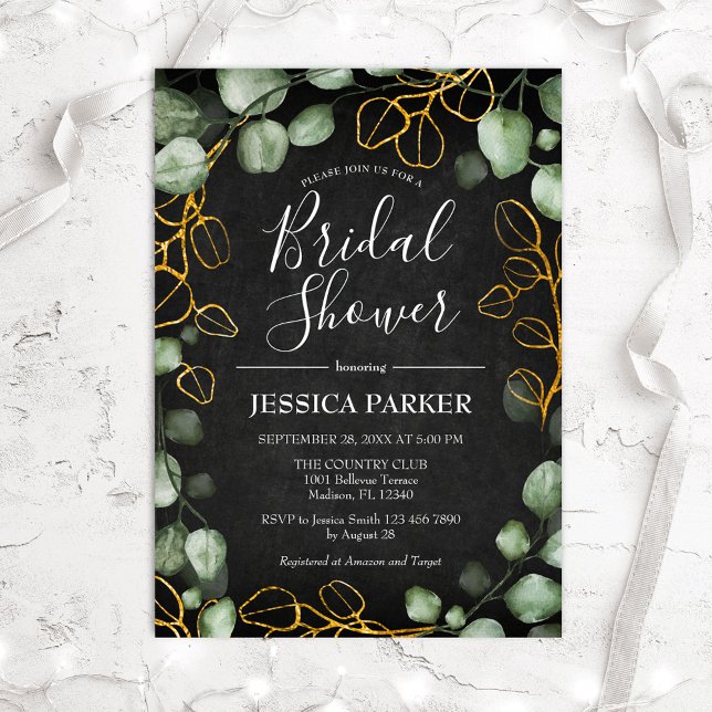 Invitación Eucalyptus Wreath Chalkboard Bridal Shower (Subido por el creador)