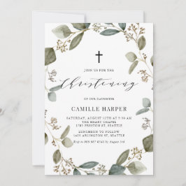 Invitación Eucalyptus Wreath Christening