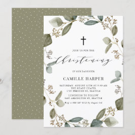 Invitación Eucalyptus Wreath Christening
