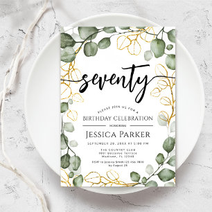 Invitación Eucalyptus Wreath fiesta de cumpleaños número 70