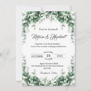 Invitación Eucalyptus Wreath Greeneration Foliage Leaf Boda