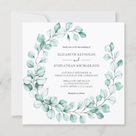 Invitación Eucalyptus Wreath Greenery Elegante acuarela