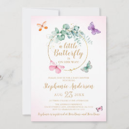 Invitación Eucalyptus Wreath Pink Gold Baby Shower