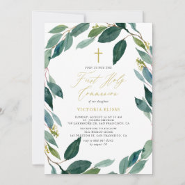 Invitación Eucalyptus Wreath Primera Comunión Santa