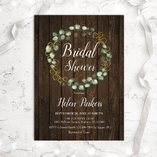 Invitación Eucalyptus Wreath Rústica Ducha Bridal
