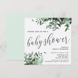 Invitación Eucalyptus y Baby Shower de acuarela botánica