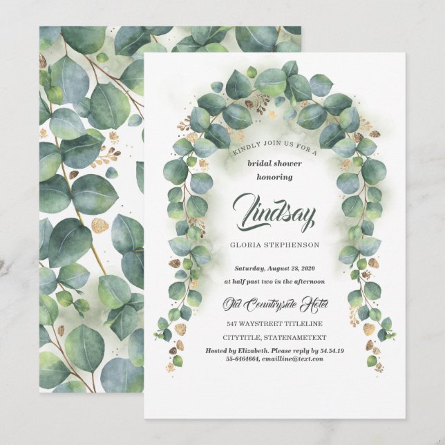 Invitación Eucalyptus y Green Green Green Garland Bridal Show (Anverso / Reverso)