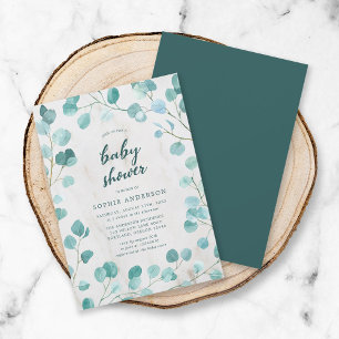 Invitación Eucalyptus y Marble Baby Shower