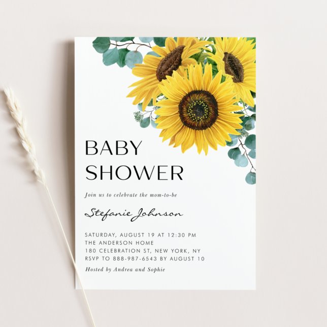 Invitación Eucalyptus y Sunflowers Baby Shower (Subido por el creador)