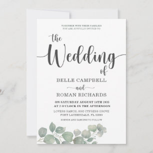 Invitación Eucalyputus Dusty Blue Boda ruso