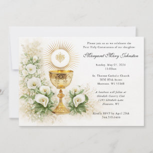 Invitación Eucaristía elegante Primera Comunión Floral