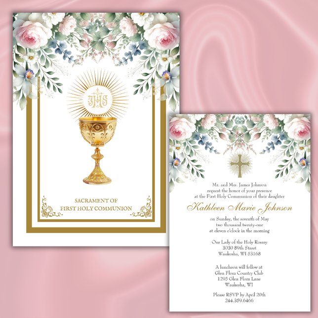 Invitación Eucaristía Floral de la Santa Comunión Católica (Subido por el creador)